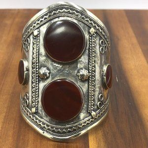 Single Double Stone Afghan Kuchi Bracelet, Big Bracelet With Stones, Ethnic Cuff